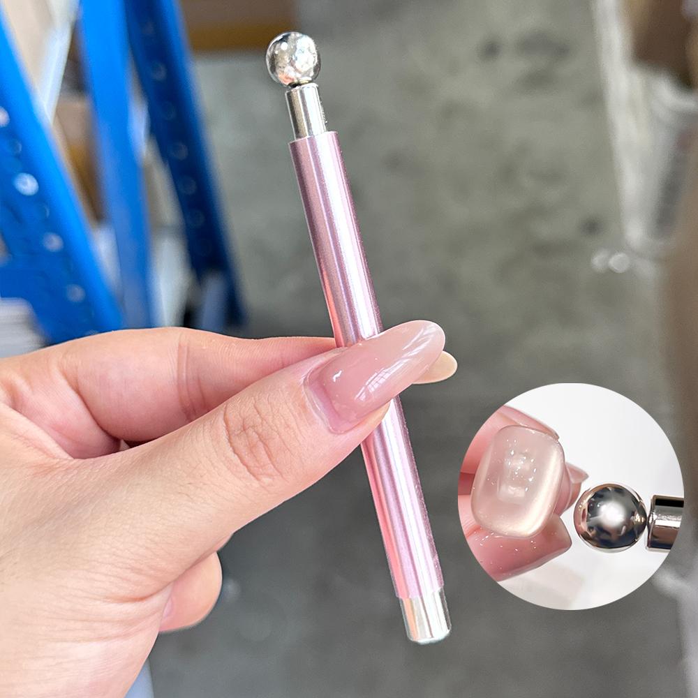 1Pcs Double Head Steel Ball Cat Eye Nail Magnet Stick 3D Glass Bead French Effects Cylindrical Strong Magnetic Pen Manicure Tool