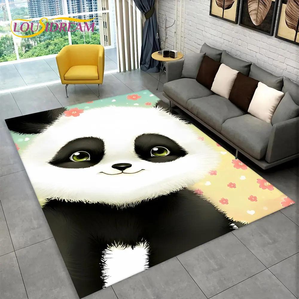 Dywan z motywem zwierząt z kreskówek Panda, dywanik do salonu, sypialni dziecięcej, sofy, wycieraczki, kuchni, antypoślizgowa mata podłogowa