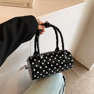 2026 Neue Modische Alleskönner-Pünktchen-Handtasche Boston Lackleder Einzelne Schulter Crossbody-Tasche Pendeln Niedlich Weiblich