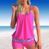 Costume da bagno da donna Tankini Costume da bagno 2 pezzi Blu scuro Stampa a strisce granulari Costumi da bagno per le vacanze