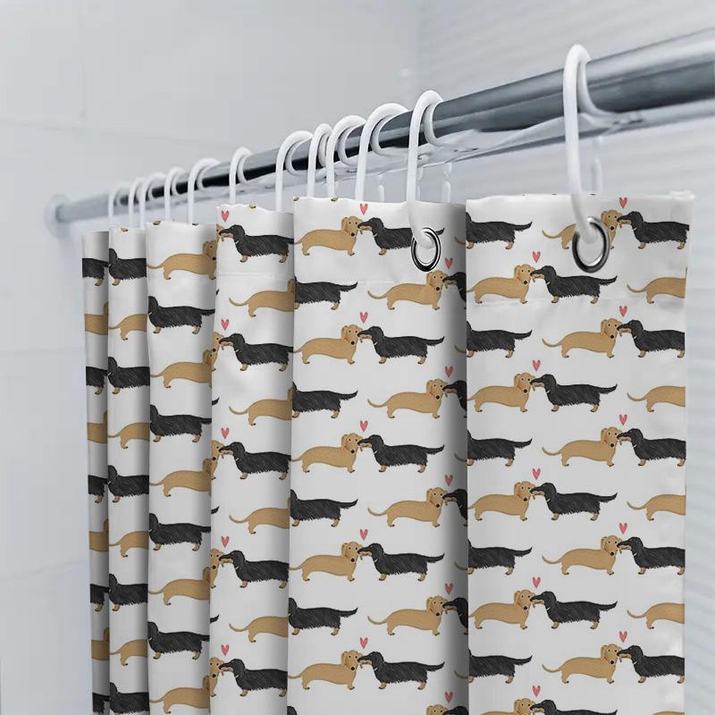 Dackel Hund Duschvorhang Niedliches Würstchenhund Muster Badezimmer Dekoration Hundeliebhaber Geschenk Lustiger Haustier Duschvorhang Vintage Stil