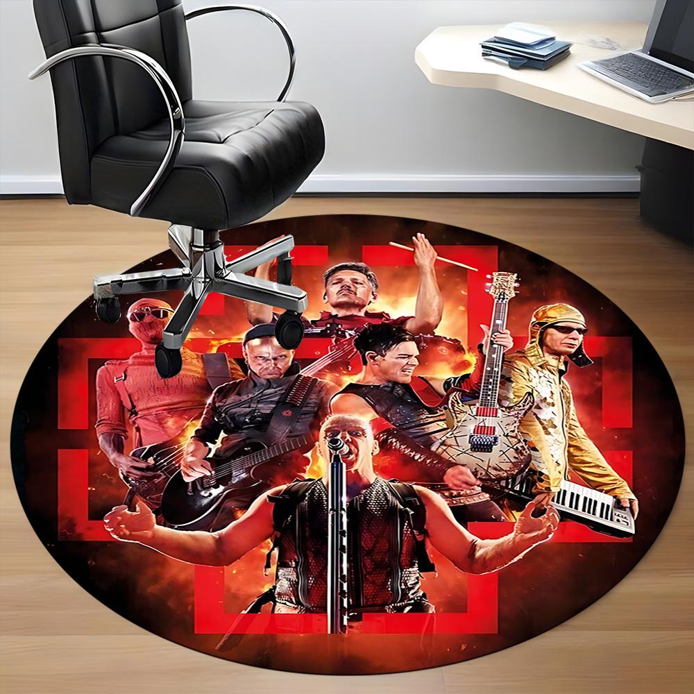 1pc Rammstein Music Office Round Area Rug, Indoor Mat Suitable For Office, Under Office Chairs Bedroom Living Room Home Decor, Room Deco