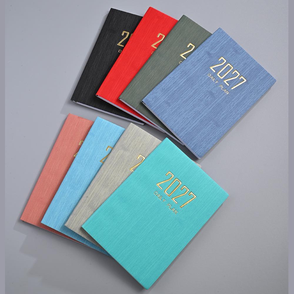 2027 A5 English Leather Weekly Planner Notebook with Daily Plan and Annual Calendar