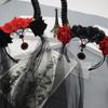Gothic Devil Horn Headbands With Mesh Veil Decoration Hairband For Cos Parties Halloween Costume Accessories