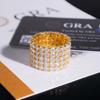 European Style Unisex Hip Hop Moissanite 5-Row Full Diamond Pave Ring