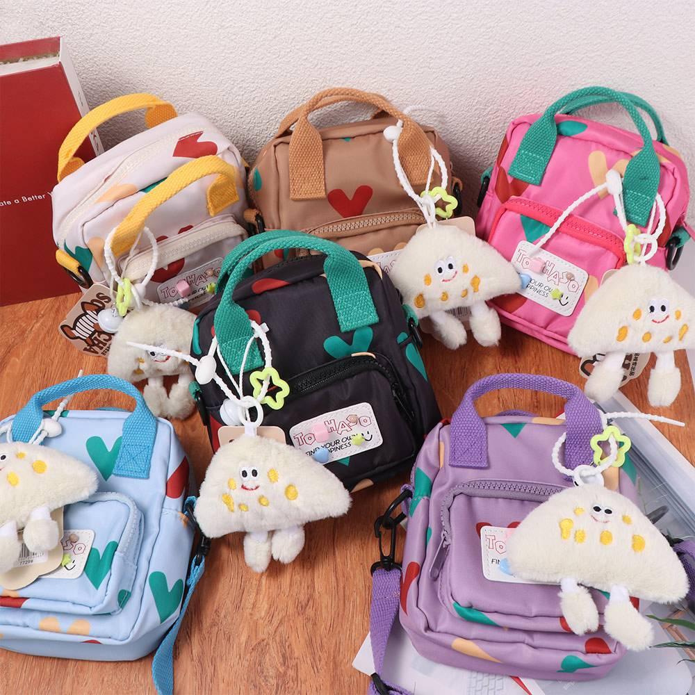 Cartoon Crossbody Shoulder Bag Love Heart Printed Children Messenger Bag  Streetwear