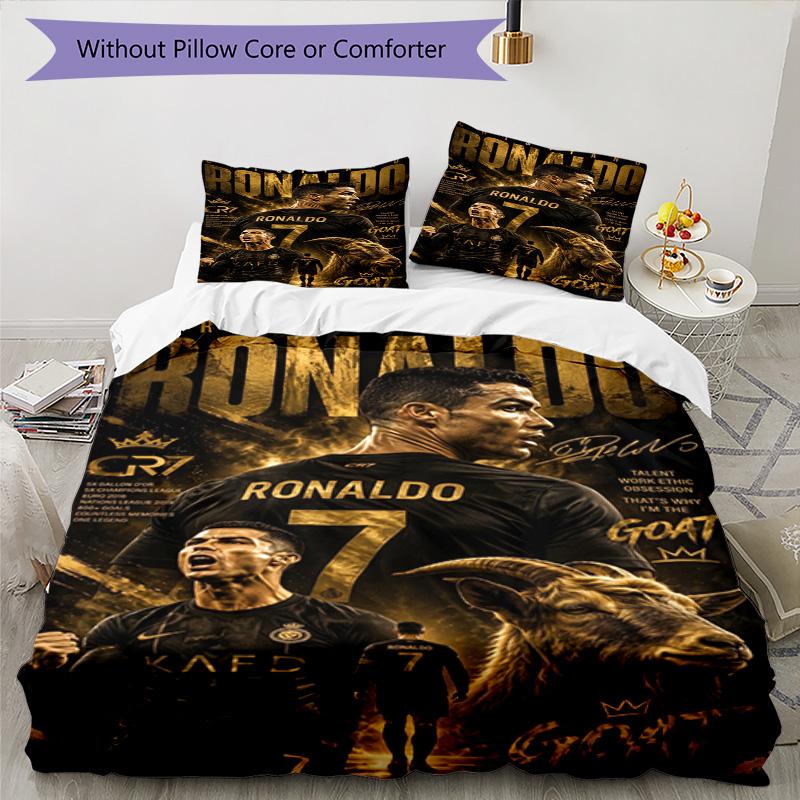 Ronaldo's Golden Legend: Ronaldo's Legacy Bedding Set, Breathable Duvet Cover with Pillowcases, Soft Bed Linen for Bedroom Home Decoration, Perfect Fe