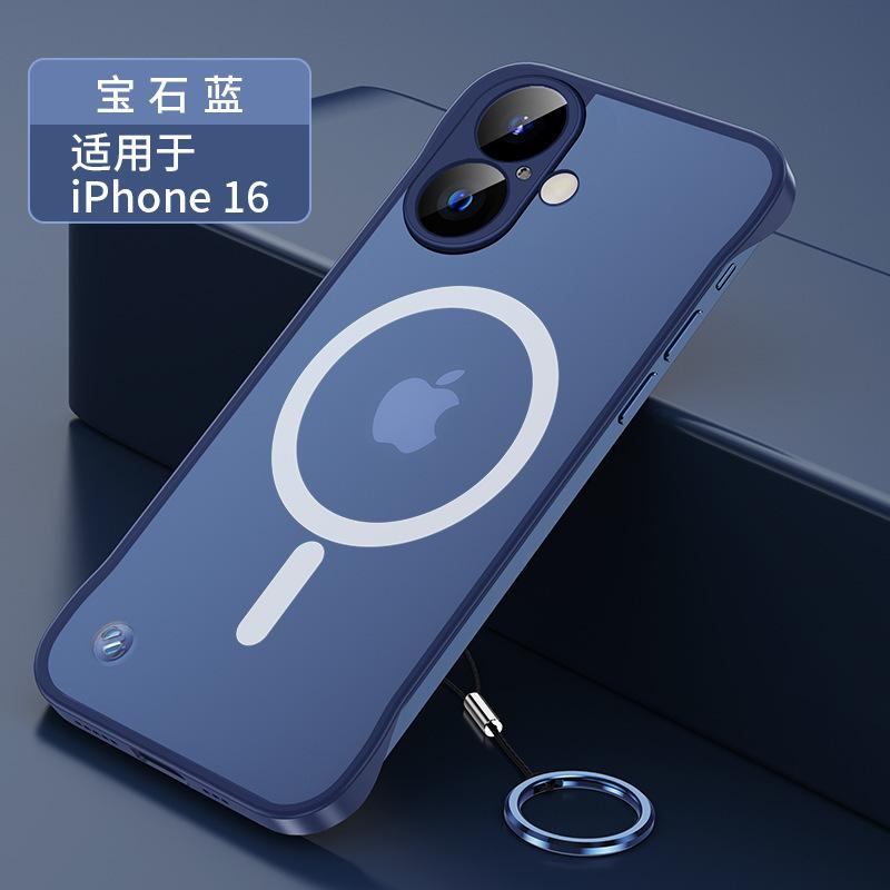 Applicable to iPhone16 mobile phone case ultra-thin borderless matte magnetic suction Apple 15 metal lens 1413 anti-drop cover