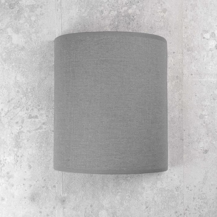 Applique murale - alice - moderne - abat-jour en tissu gris - culot e27 - 60w max
