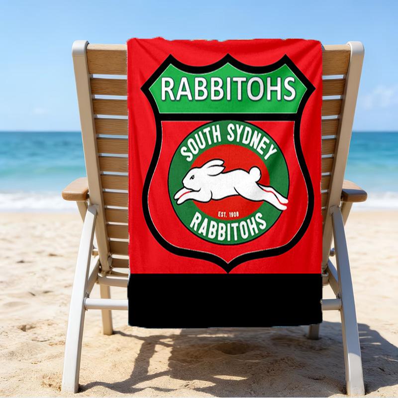 Nrl Rabbit Logo Design Microfiber Beach Towel, Lightweight And Quick-Dry, for Summer Travel, Beach Essential, Swimming Pool Outdoor