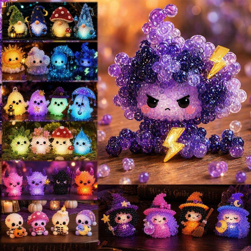 Bunte Leuchtende Fantasy-Geister DIY Perlen-Set Kleine 3D Perlen Haustier Schlüsselanhänger Bastelset Kinder