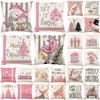Christmas Cushion Cover 45×45Cm Xmas Throw Pillow Covers Christmas Cartoons Pink Theme Pillowslip Home Decor Linen Pillowcase