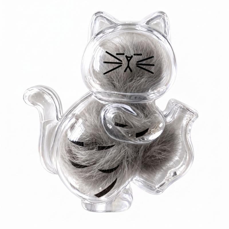 Transparent Acrylic Cat Shaped Pet Hair Storage Jar Cartoon Design Perfect For Cat Owners To Store Fur And Whiskers As Keepsake