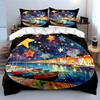Starry Night Harbor Decoration Set Soft Comfortable Duvet Cover Bedding Set Included 1*Duvet Cover & 2*Pillowcases gift