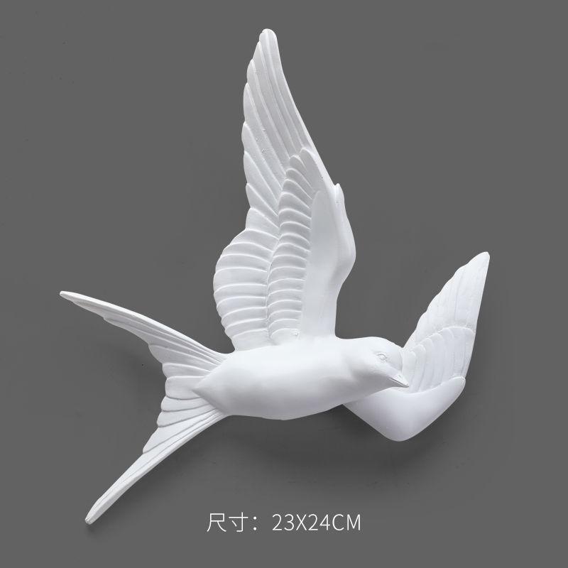 European White Three-dimensional Bird Wall Decoration Living Room Swallow Wall Hanging Abstract Animal Ornaments Home Decoration
