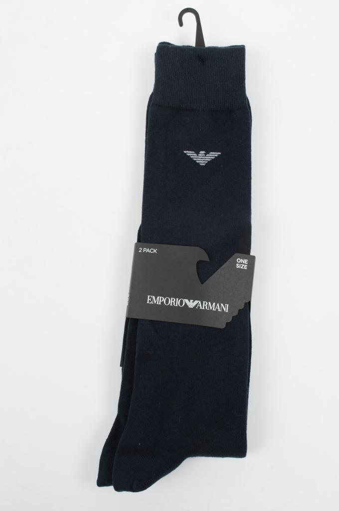 Emporio Armani Calza Stretch Cott 2-Pack Lunga Navy [302301 CC114 00135]