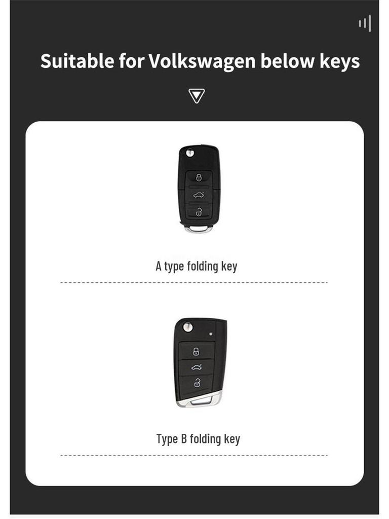 Housse de clé Volkswagen pour Sagitar, Lavida, Bora, Lamando, T-Cross, Tharu, Tayron, Tiguan L - Coque et boucle de clé de voiture.