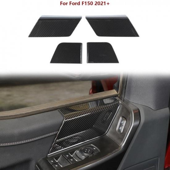 Carbon Fiber Front Rear Door Panel Trim Cover Decor Bezels For Ford F150 +