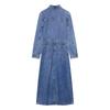 Spring Women's Denim Lapel Long Sleeve Dress