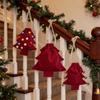Christmas Tree Shaped Polyester Drawstring Gift Bags With Colorful Pom Poms Bell Decor For Xmas Tree Hanging Party Gifts Storage