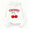 Stylish Kids Hoodie Pullover, Cute Hand Drawn Cherry Fruit With CHERRY Text Art Graphic Sweatshirt, Autumn Winter Casual Long Sleeve Top for Children