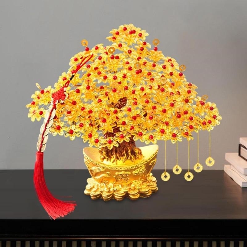 DIY Money Tree Ornamentation Set with Faux Pearls and Metal Money Not Finish for Making Home Office Decoration
