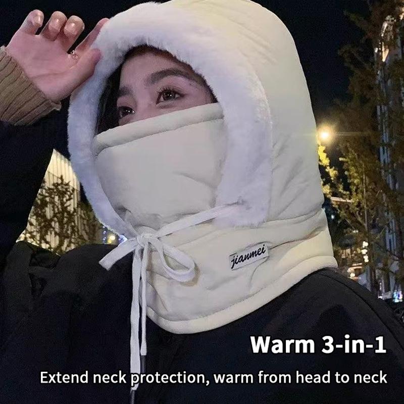 Cold Weather Thermal Balaclava Scarf Winter Windproof Hood Hat Plush Neck Warmer Ski Face Mask For Outdoor Activities