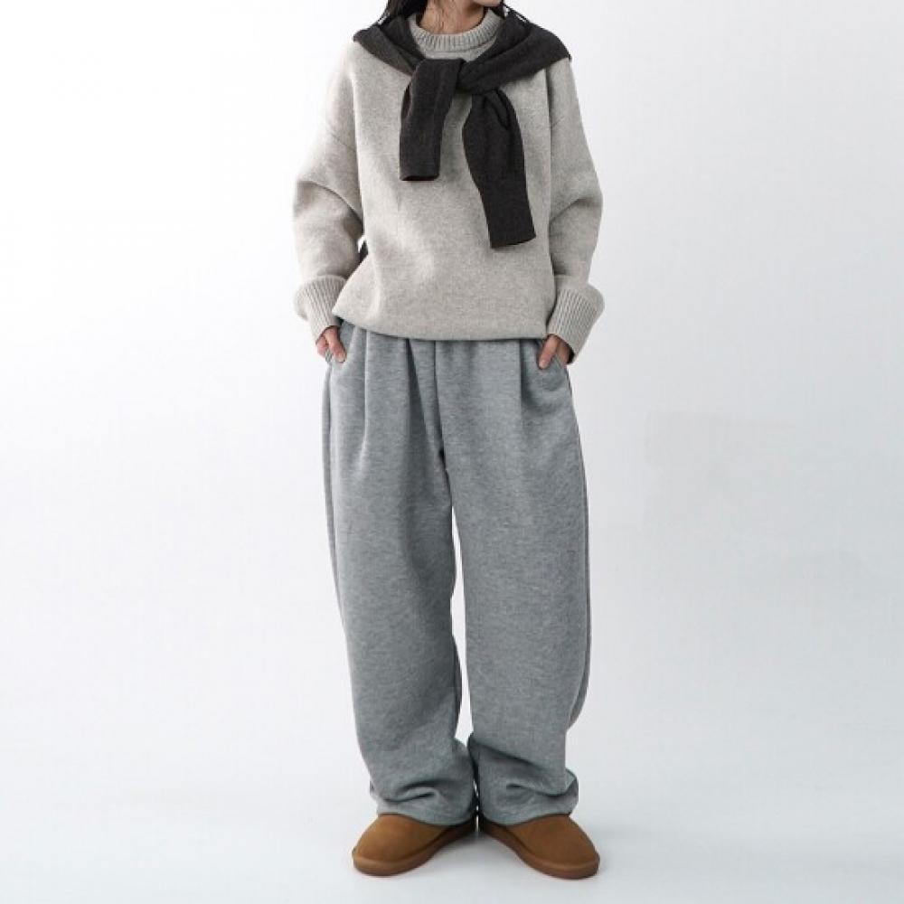 Onl Women Fleece Waistband Pintuck Wide Pants Training Pants