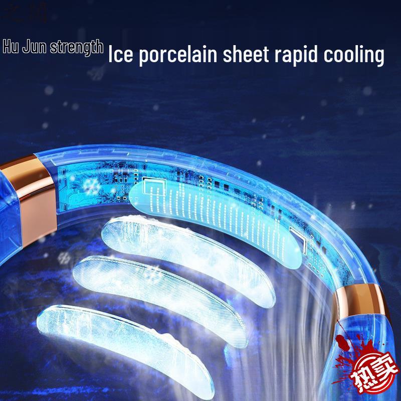 

Ice Porcelain Rechargeable Neck Fan: Compact, Leafless Cooling for Summer Blue, 8hr, Cooling, Display, 5 Speeds