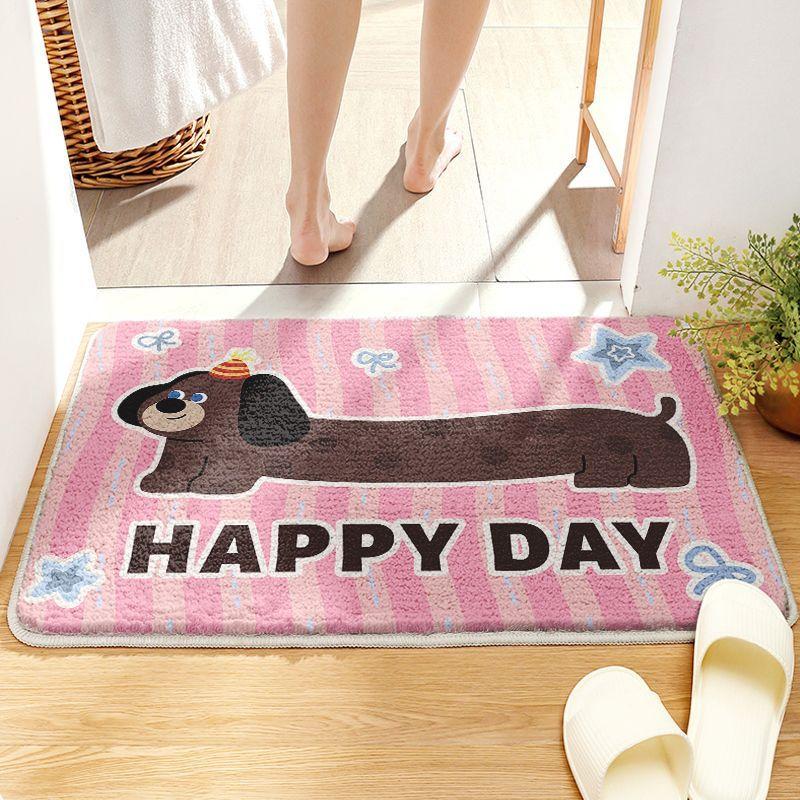 Imitation Cashmere Bathroom Absorbent Floor Mat Cartoon Bathroom Thickened Toilet Door Mat for Household Use