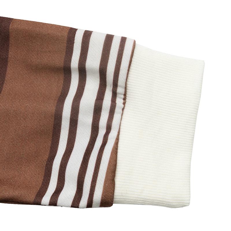 TEMU 2026 Autumn/Winter Women's Retro Striped Polo Collar Half-Zip Loose Hoodie