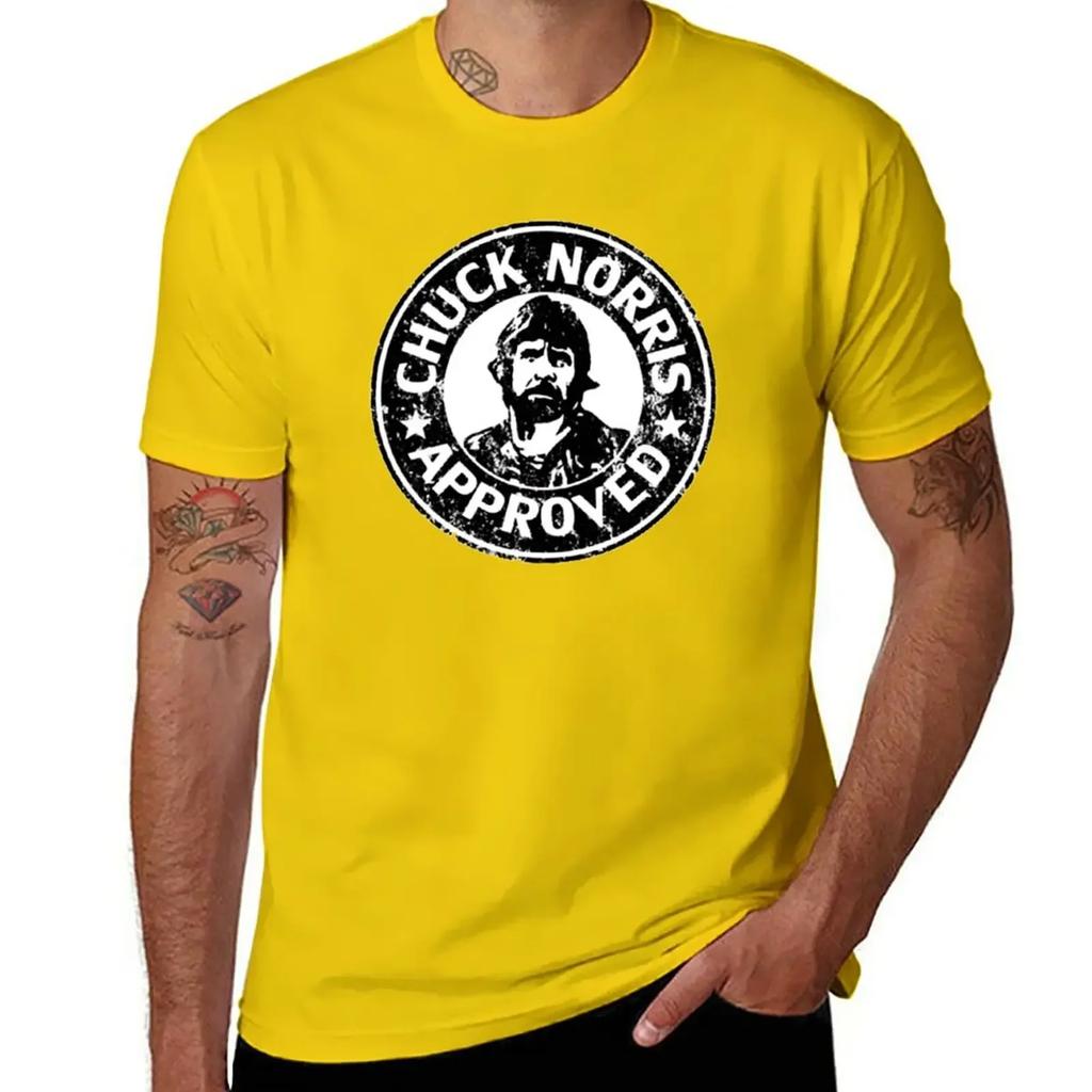 T-shirt Approvata da Chuck Norris magliette nere vestiti kawaii uomo magliette bianche