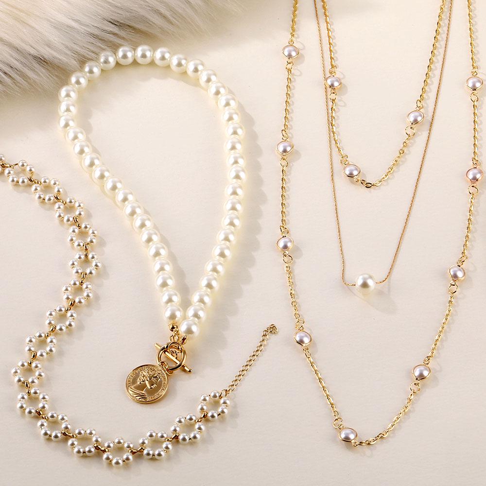 Böhmische Dame Perle mehrschichtige Blume Schleife Herz Halsband kurze ultrafeine Schlüsselbeinkette Halskette