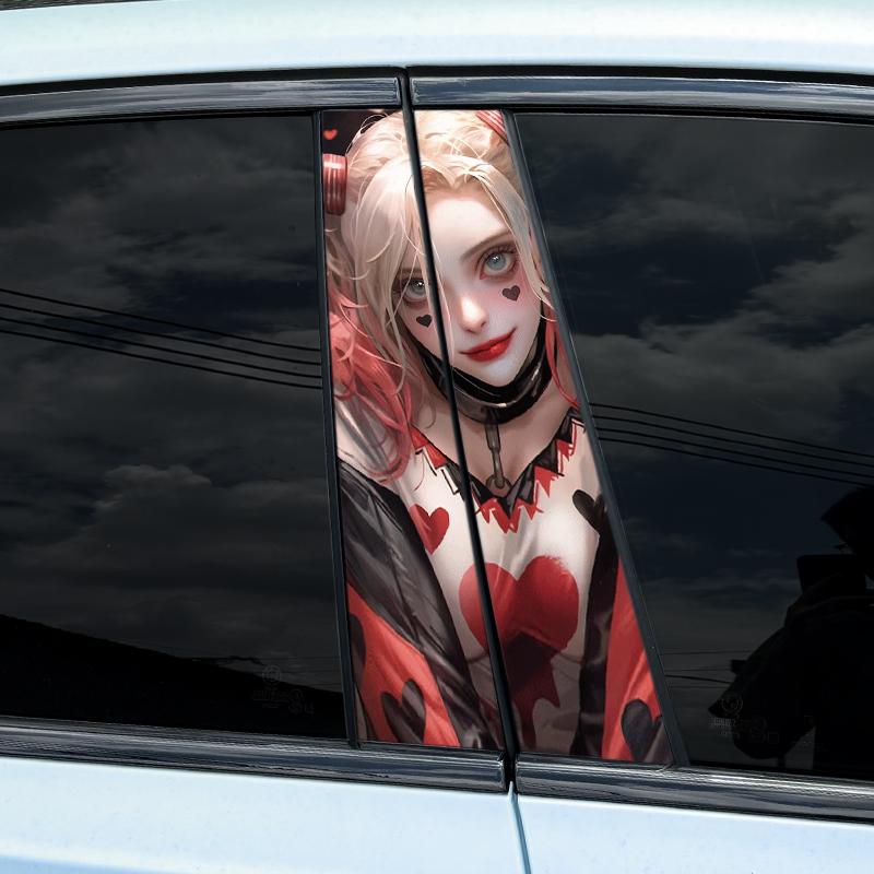 1/2pcs Joker Lady Car Stickers Auto B Pillar Waterproof Decoration Cover Scratches DIY Car Doors Pillar Sunscreen Vinyl Decals