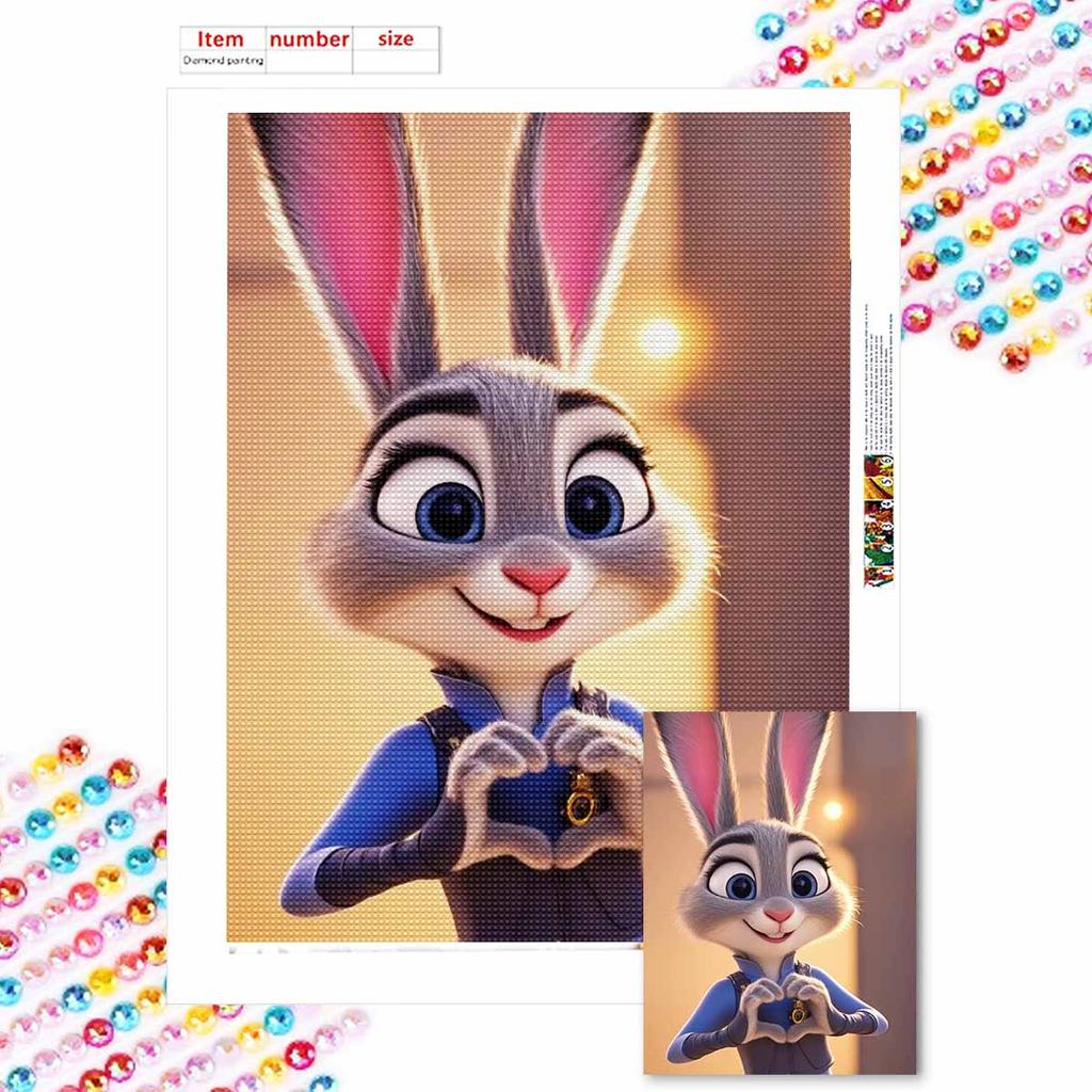 DIY Diamond Painting Cute Rabbit Cross Stitch Kit Mosaic Art Diamond Painting Full Circle Diamond Home Decoration
