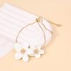 Adjustable Metal Flower Bracelets For Women Fuchsia Color Enamel Summer Style Fashion Jewelry Holiday Accessories Gifts