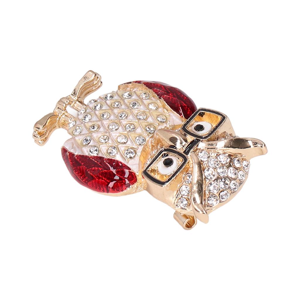 Spectacles Owl Brooch Alloy Rhinestone Cute Animal Brooch for Women Girls Festival Jewelry Gift