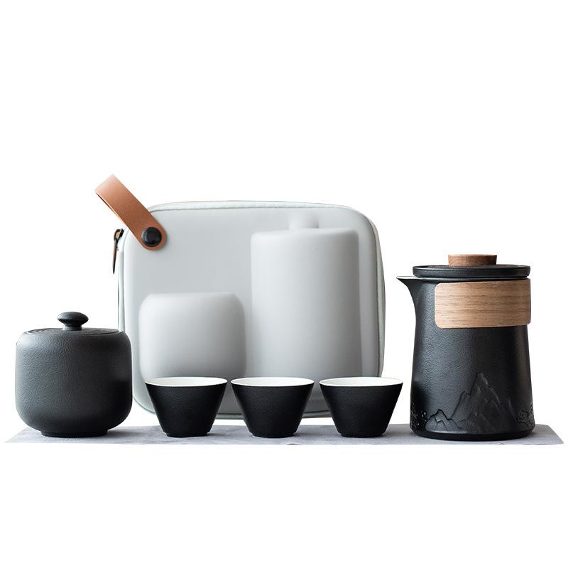 Ceramic travel tea set Kuaike cup portable tea set outdoor tea cup one pot three cups teapot set