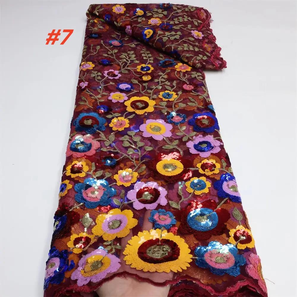 

Luxury African Sequins Lace Fabric 2025 High Quality Embroidery French Nigerian Tulle Lace Fabric For Wedding Party Dress Sewing 1 yard&120cm