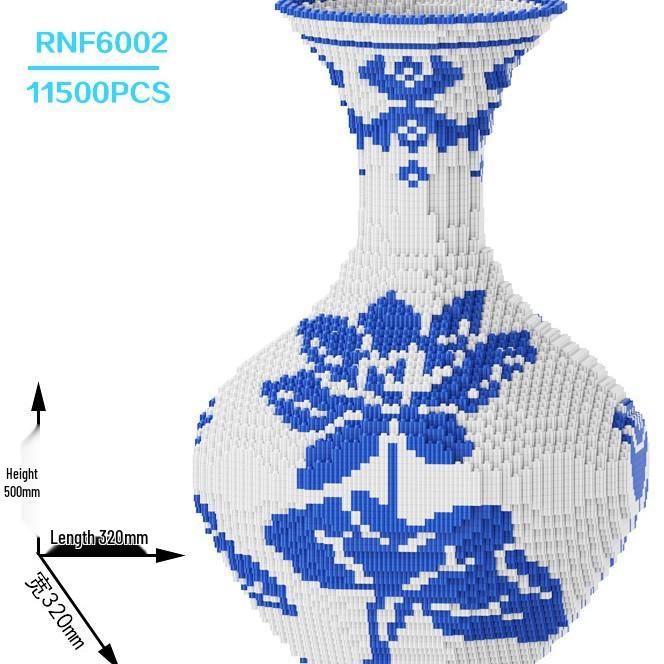 Blue & White Porcelain Building Blocks: 3D Puzzle Model Educational Toy Ornament Gift