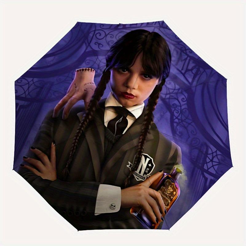 

1pc Wednesday Automatic Open/close Folding Umbrella, Compact Portable Travel Umbrella, Perfect Gift, Durable Construction yy250813090