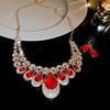 Luxus Perlen- & Diamant-Wassertropfen-Ohrring- & Halsketten-Set - Elegante High-End Damenmode