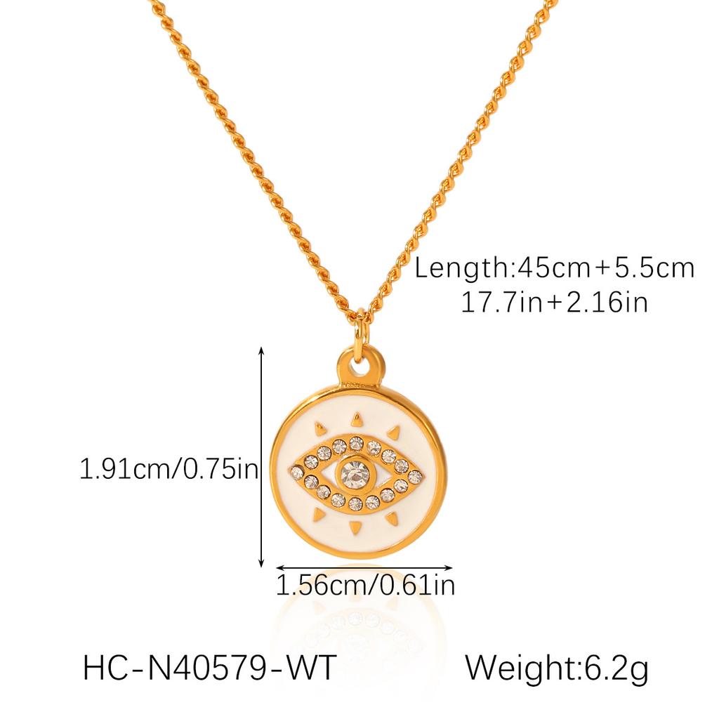 Durable Evil Eye Pendant Titanium Steel Necklace Luxury Drip Enamel Collar Chain Jewelry