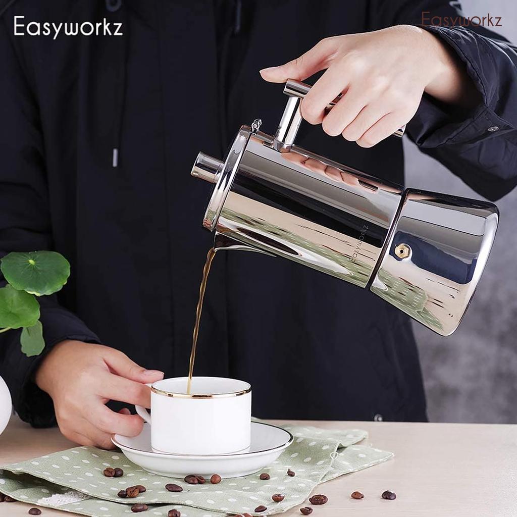 Easyworkz Diego Herdplatten-Espressokocher Edelstahl Italienische Kaffeemaschine Induktions-Mokakanne