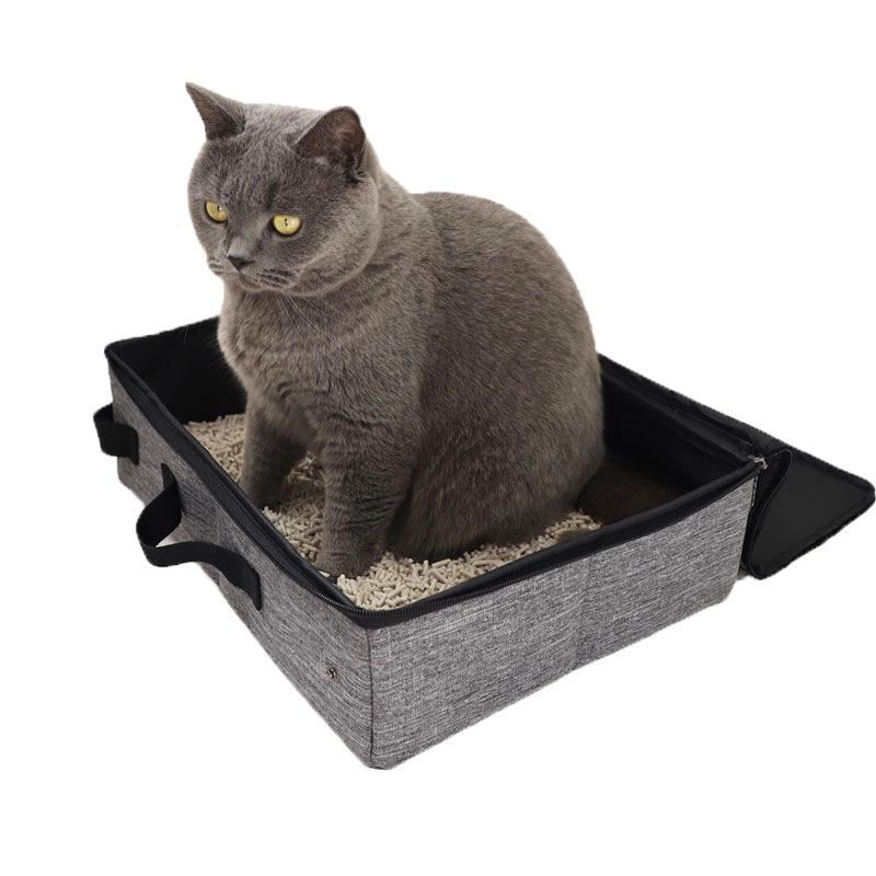 Portable Waterproof Foldable Cat Litter Box with Storage Bag