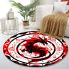 Fiery Black Dragon Design Print Round Rug, Living Room, Bedroom, Playroom Carpet, Non Slip Floor Mat, Gift