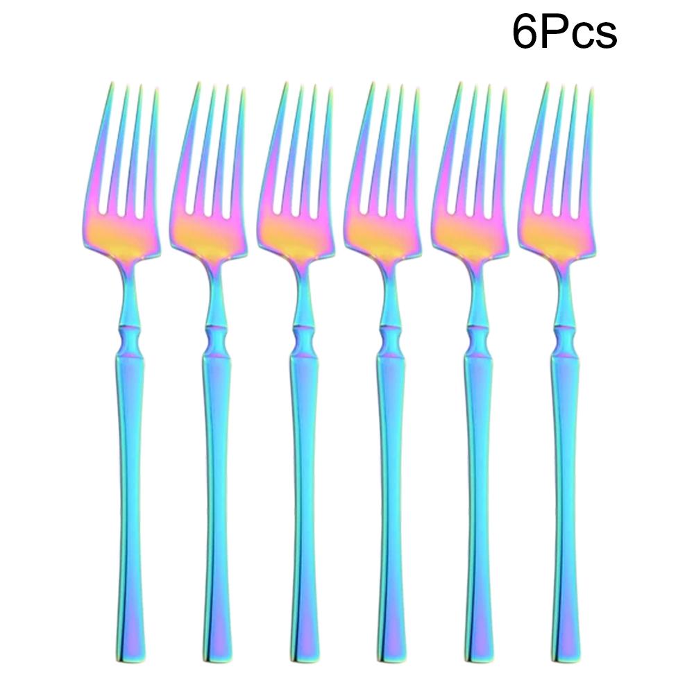 6Pcs Mirror Dinner Forks Cutlery Blakc Stainless Steel Fork Flatware Kitchen Silverware Western Dinnerware Restaurant Fork Set