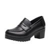 6cm Small Size 32-43 Vintage Cowhide Leather Loafers Women Platform Pumps 2025 Block Med Heels Shoes for Office Mom Work Daily