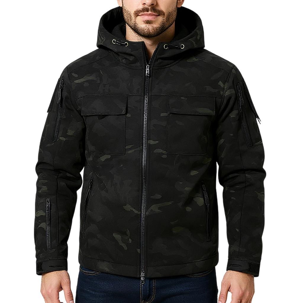 Men'S Loose Jacket Fashionable Multi Pocket Hooded Jacket