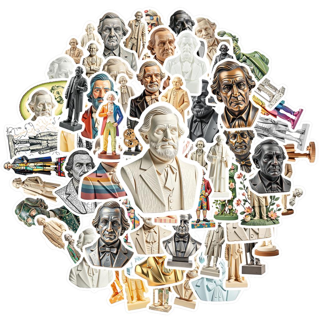 35-100pcs Historical Figure Stickers Teacher Reward Stickers Stationery School Supplies Decorative Luggage Laptop Cup Diary Book